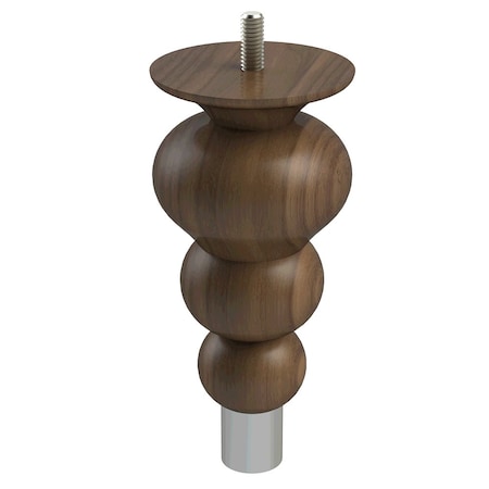 Designs Of Distinction 6" Tipt Toe Bun Foot with bolt and 1" Chrome Ferrule - Walnut 01242006WLCR6